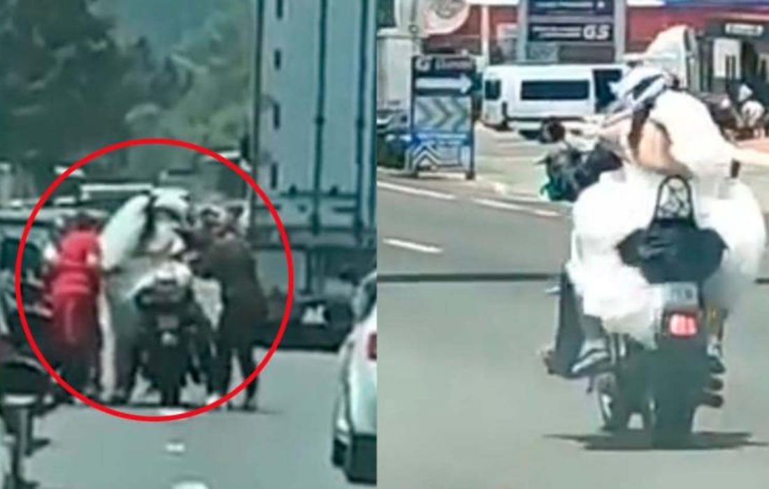 Viral: Novia atrapada en el tráfico es llevada por motociclista a su boda